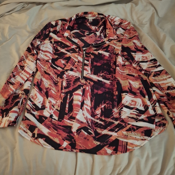 Croft & Barrow Women's Multicolor Abstract Blouse - Picture 3 of 9